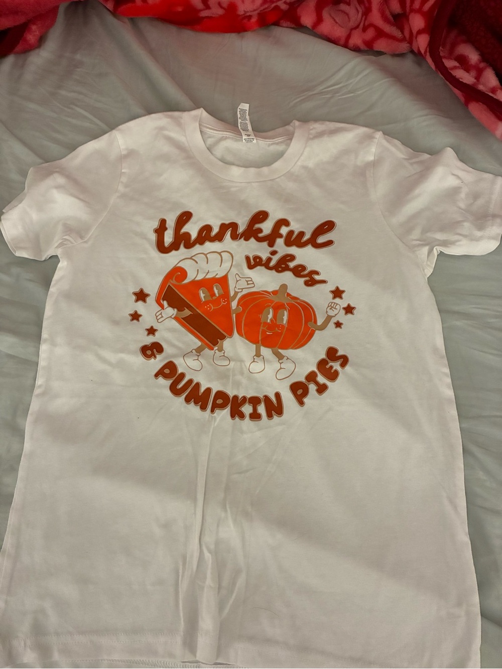 Bella Canvas White Kids T-Shirt with Orange Pumpkin & Pie Graphic